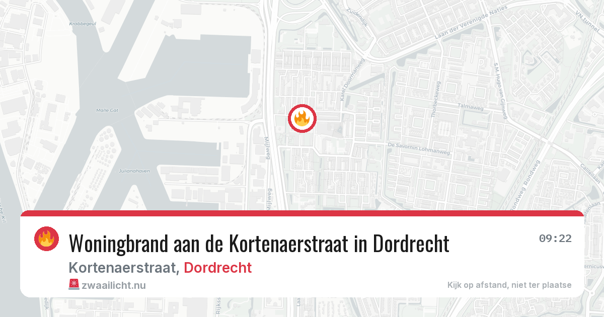 Woningbrand aan de Kortenaerstraat in Dordrecht — 12 apr 2026