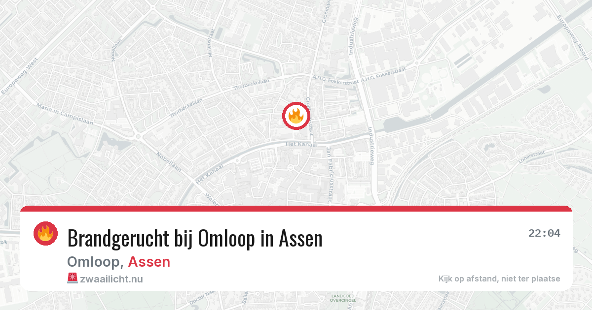Brandgerucht bij Omloop in Assen — 10 jul 2026