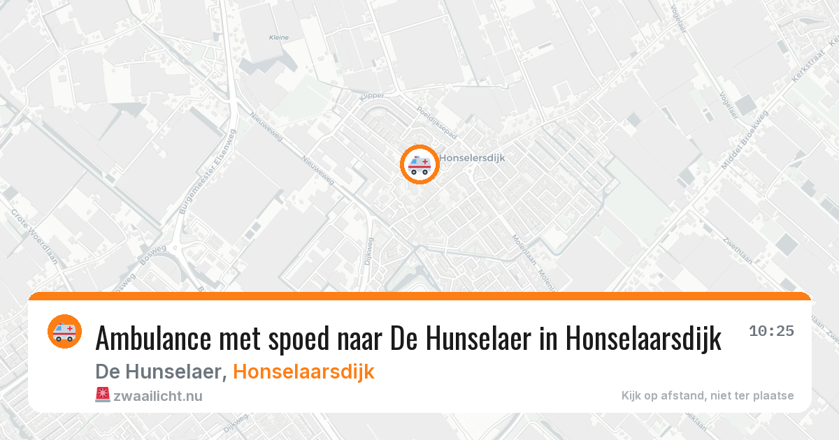 Ambulance met spoed naar De Hunselaer in Honselaarsdijk — 22 jul 2026