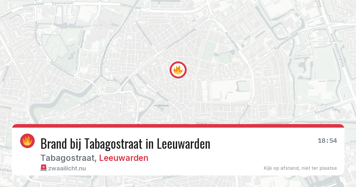 Brand bij Tabagostraat in Leeuwarden — 17 jul 2026