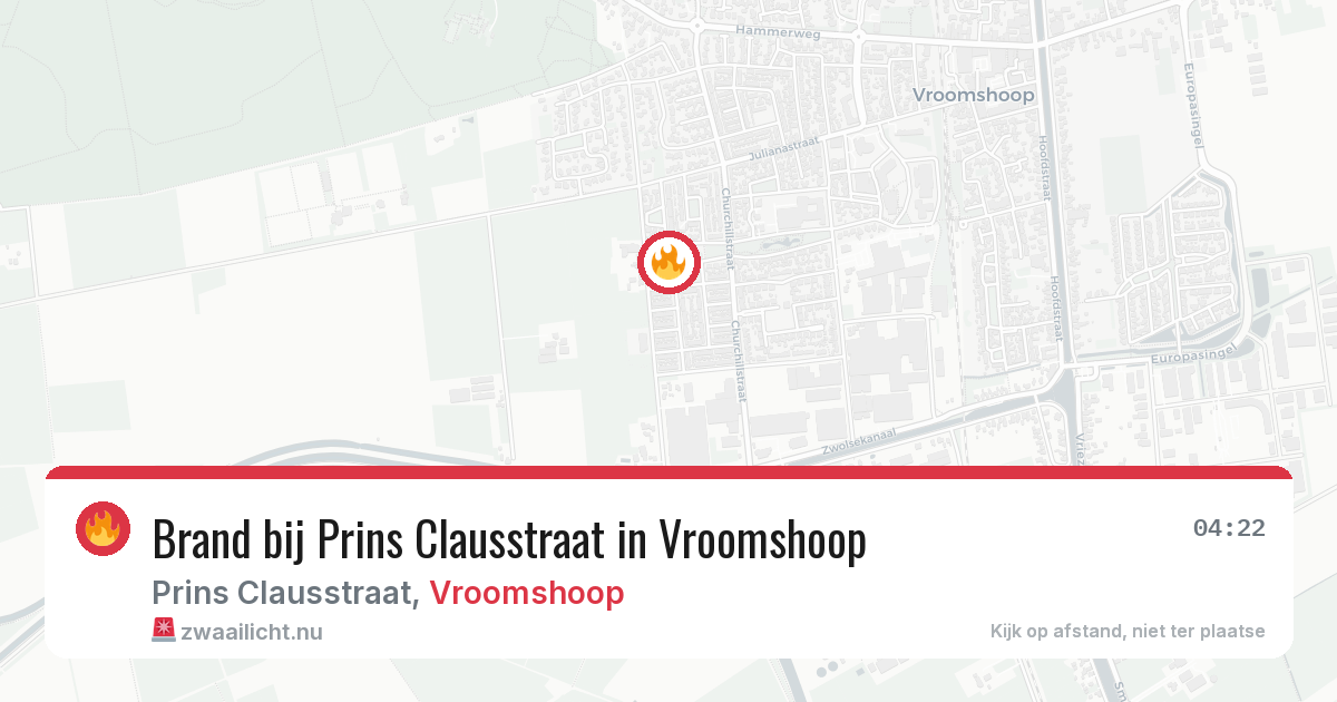Brand bij Prins Clausstraat in Vroomshoop — 14 jul 2026