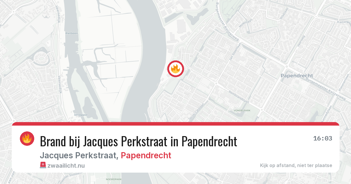 Brand bij Jacques Perkstraat in Papendrecht — 6 jun 2026