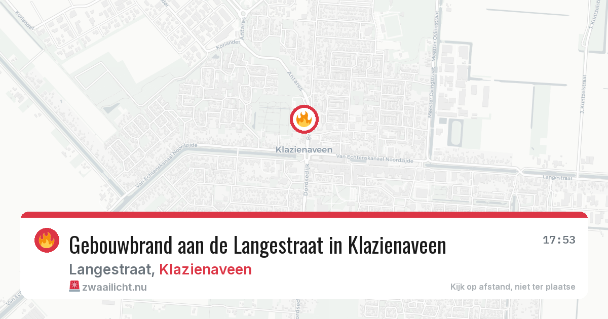 Gebouwbrand aan de Langestraat in Klazienaveen — 3 mrt 2026