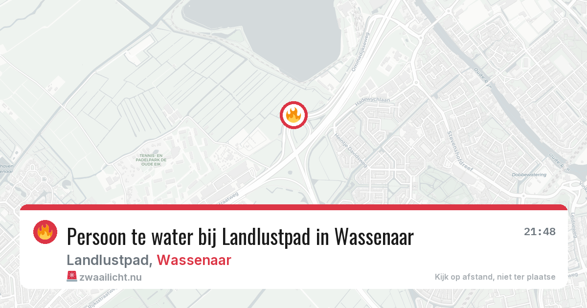 Persoon te water bij Landlustpad in Wassenaar — 7 jun 2026