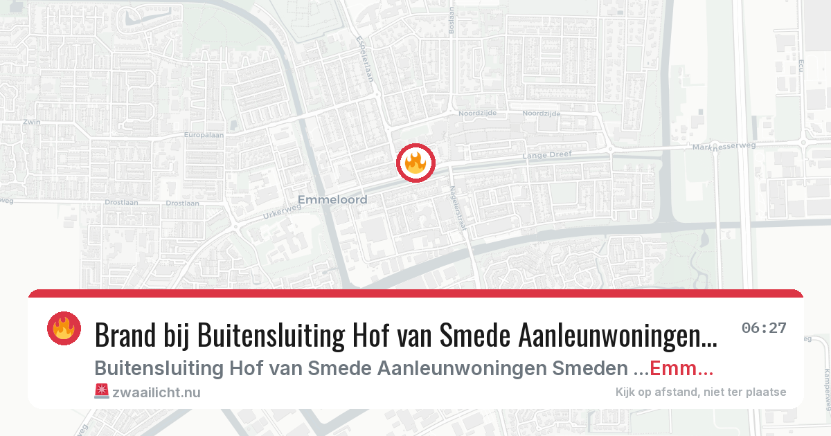 Brand bij Buitensluiting Hof van Smede Aanleunwoningen Smeden Emmeloord in Emmeloord — 6 mei 2026