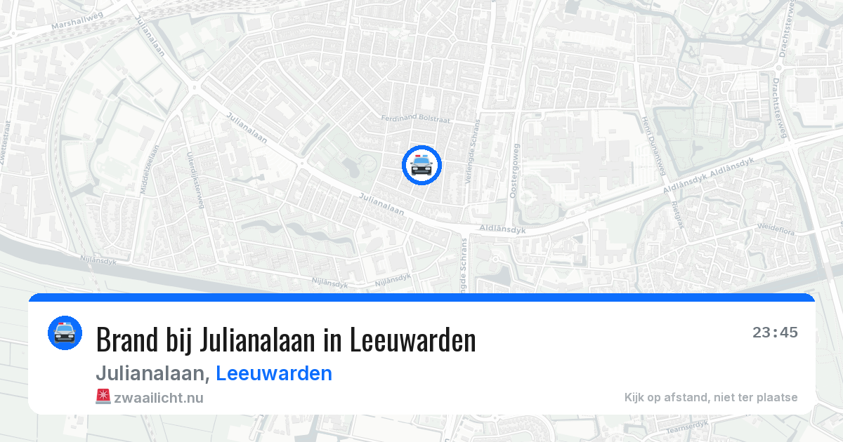 Brand bij Julianalaan in Leeuwarden — 12 jul 2026
