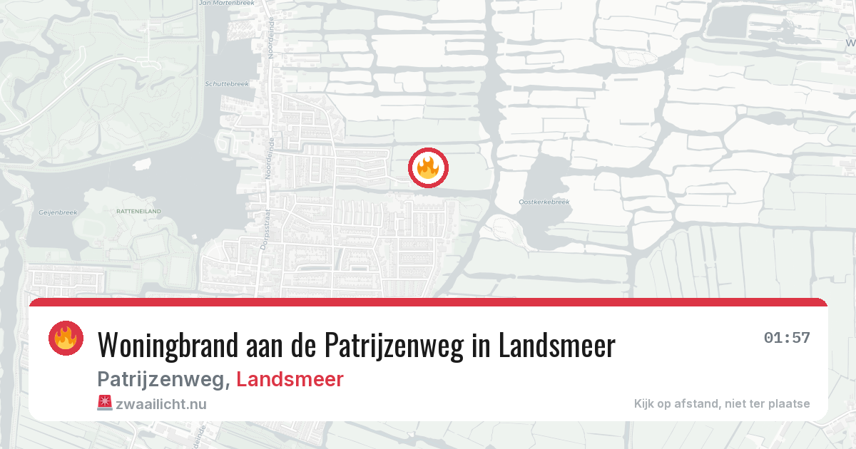Woningbrand aan de Patrijzenweg in Landsmeer — 26 mrt 2026