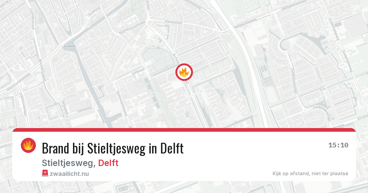 Brand bij Stieltjesweg in Delft — 18 mei 2026