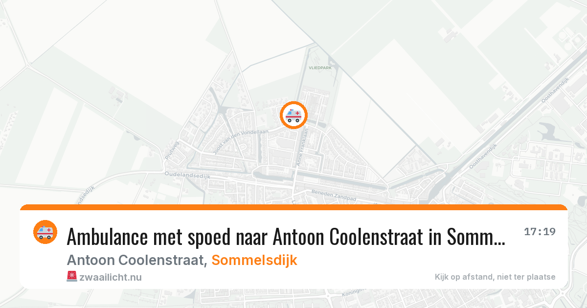 Ambulance met spoed naar Antoon Coolenstraat in Sommelsdijk — 13 jul 2026