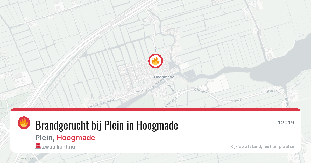 Brandgerucht bij Plein in Hoogmade — 7 jul 2026