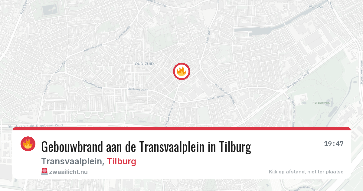 Gebouwbrand aan de Transvaalplein in Tilburg — 17 jul 2026