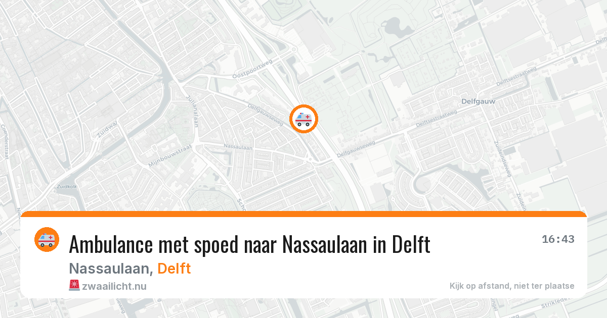 Ambulance met spoed naar Nassaulaan in Delft — 16 mei 2026