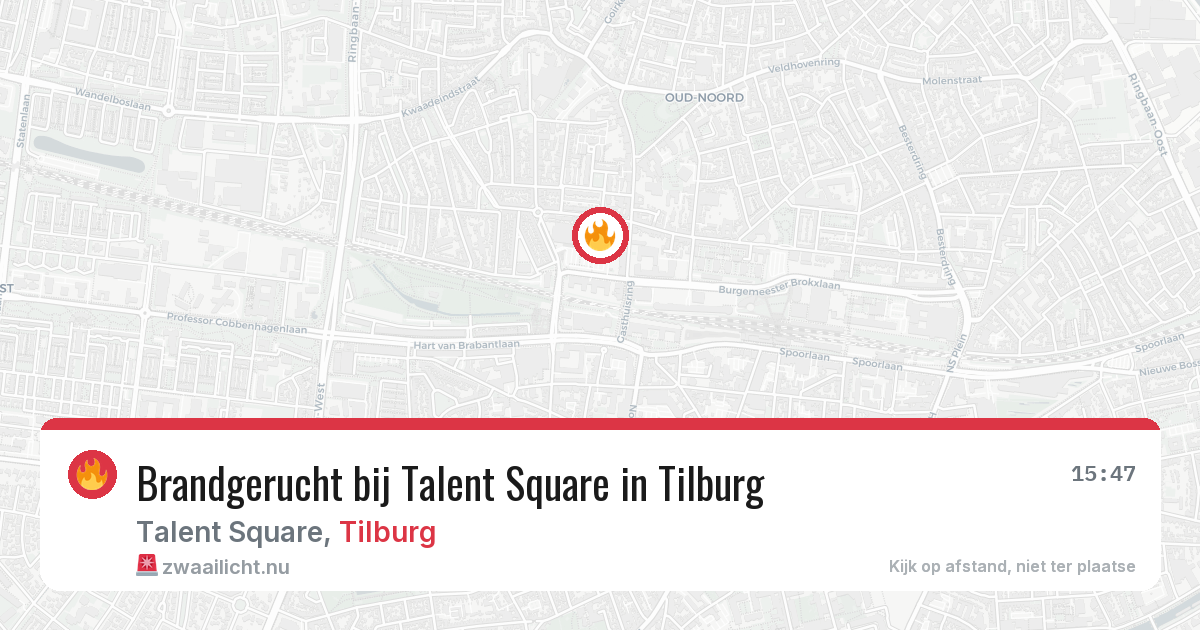 Brandgerucht bij Talent Square in Tilburg — 23 mei 2026