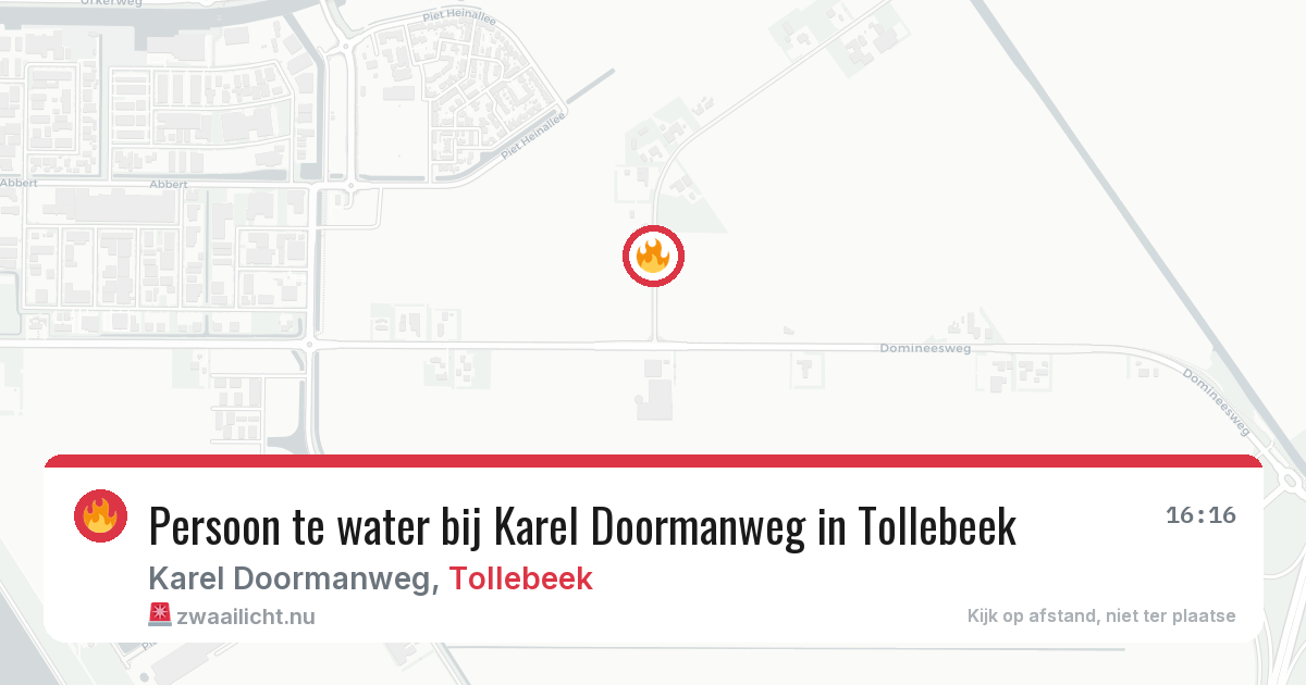 Persoon te water bij Karel Doormanweg in Tollebeek — 8 feb 2026