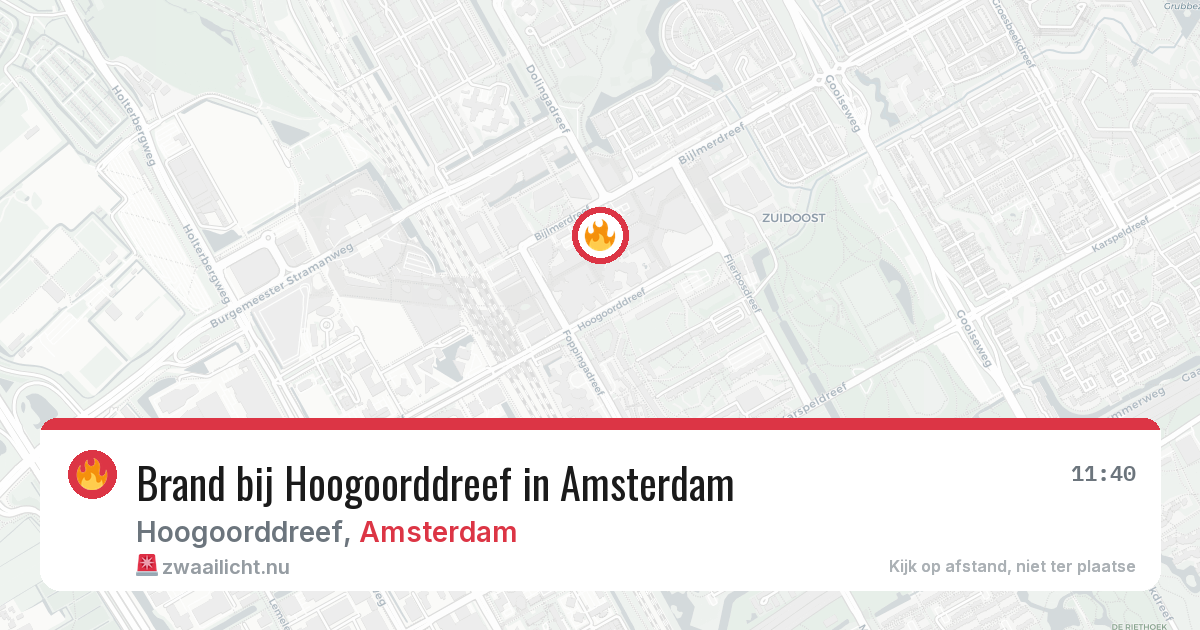 Brand bij Hoogoorddreef in Amsterdam — 18 mei 2026