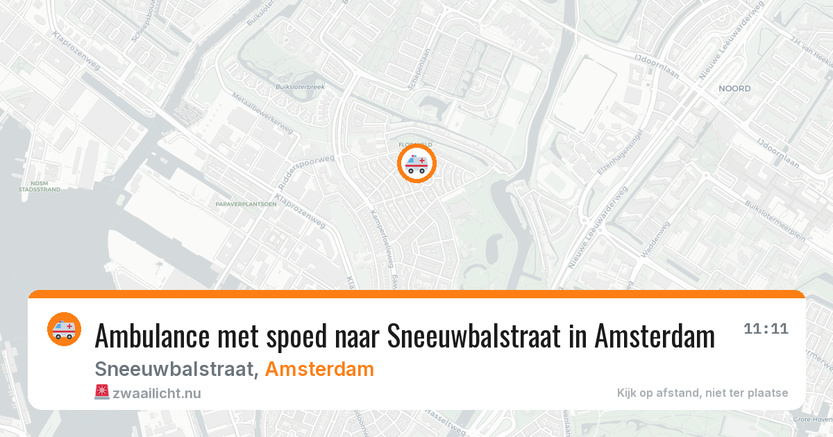Ambulance met spoed naar Sneeuwbalstraat in Amsterdam — 18 mrt 2026