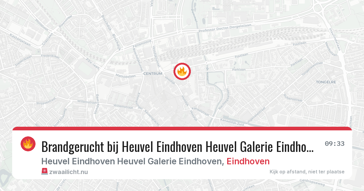 Brandgerucht bij Heuvel Eindhoven Heuvel Galerie Eindhoven in Eindhoven — 22 jul 2026