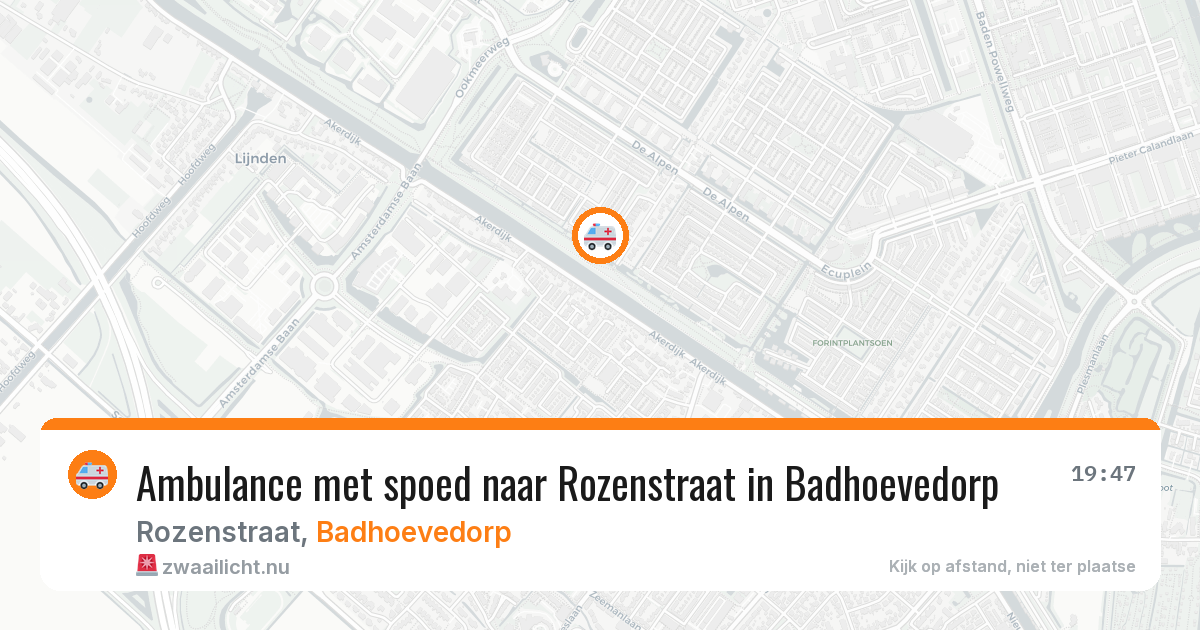 Ambulance met spoed naar Rozenstraat in Badhoevedorp — 16 jul 2026