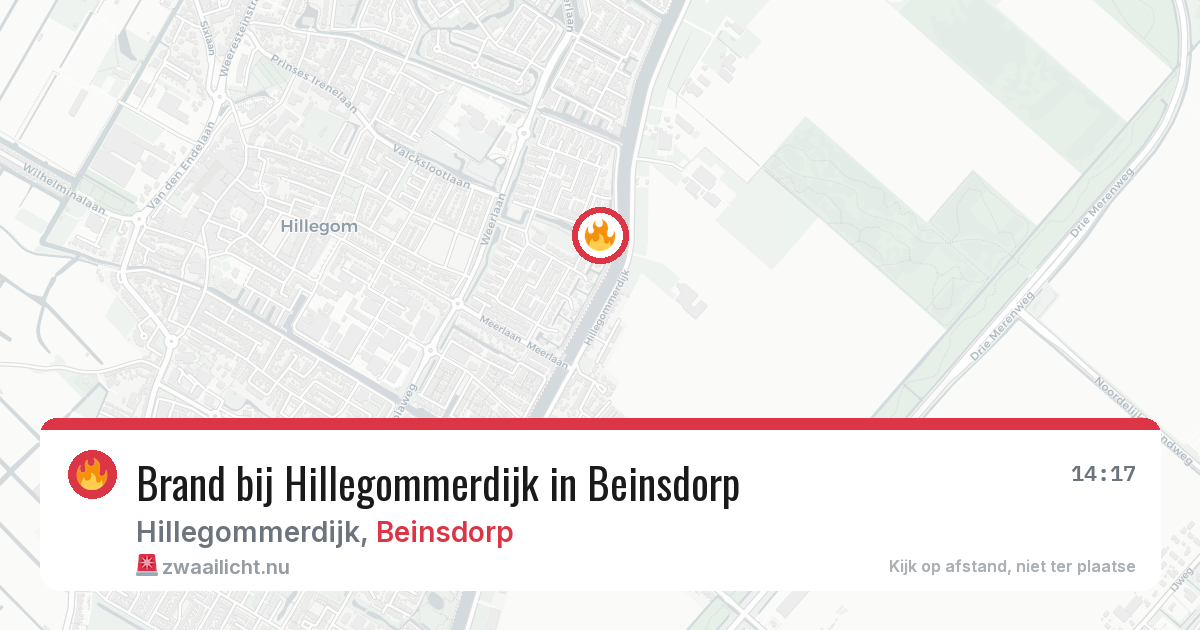 Brand bij Hillegommerdijk in Beinsdorp — 15 jul 2026