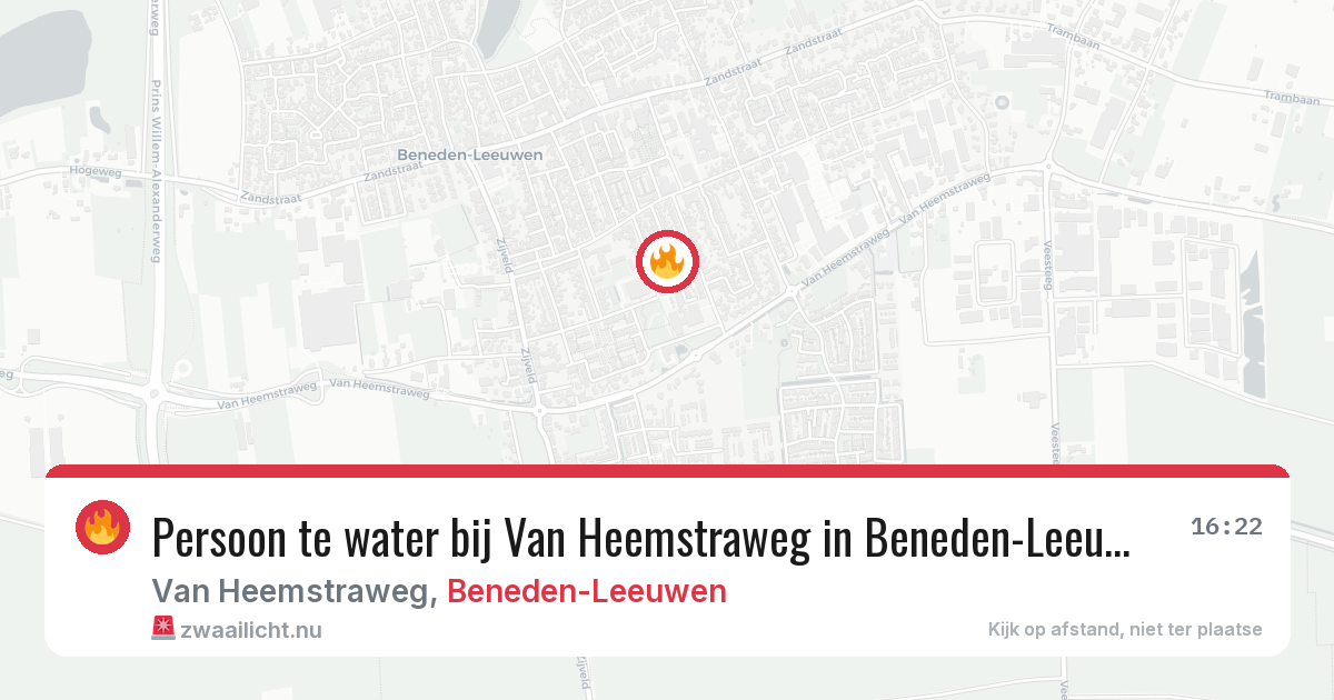 Persoon te water bij Van Heemstraweg in Beneden-Leeuwen — 13 jul 2026