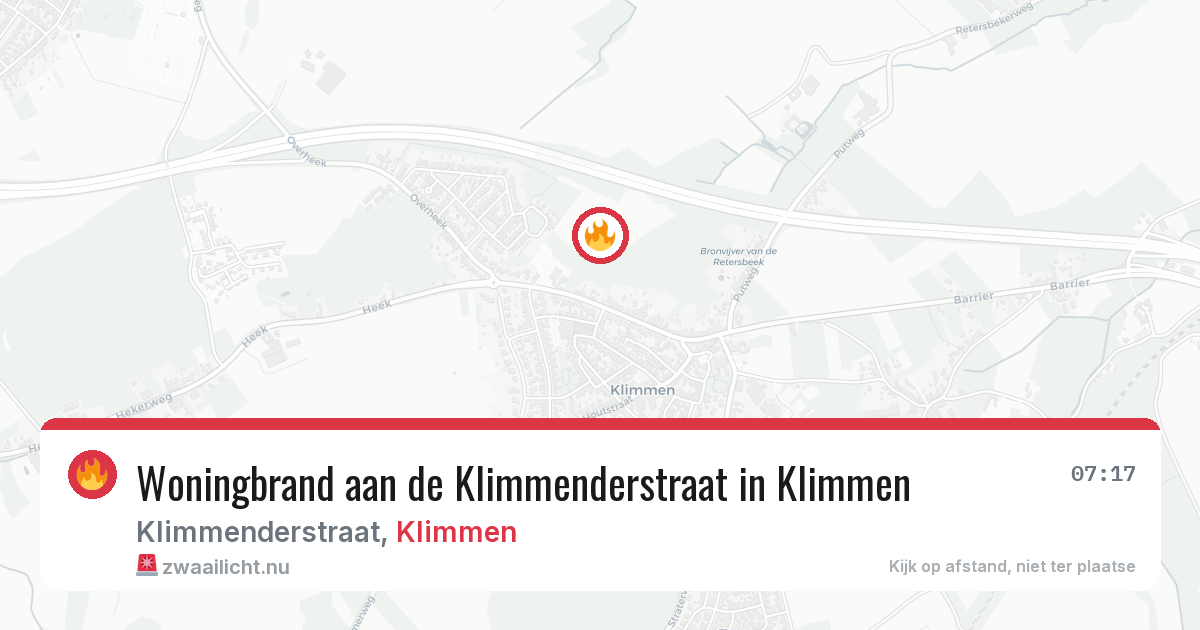 Woningbrand aan de Klimmenderstraat in Klimmen — 15 feb 2026