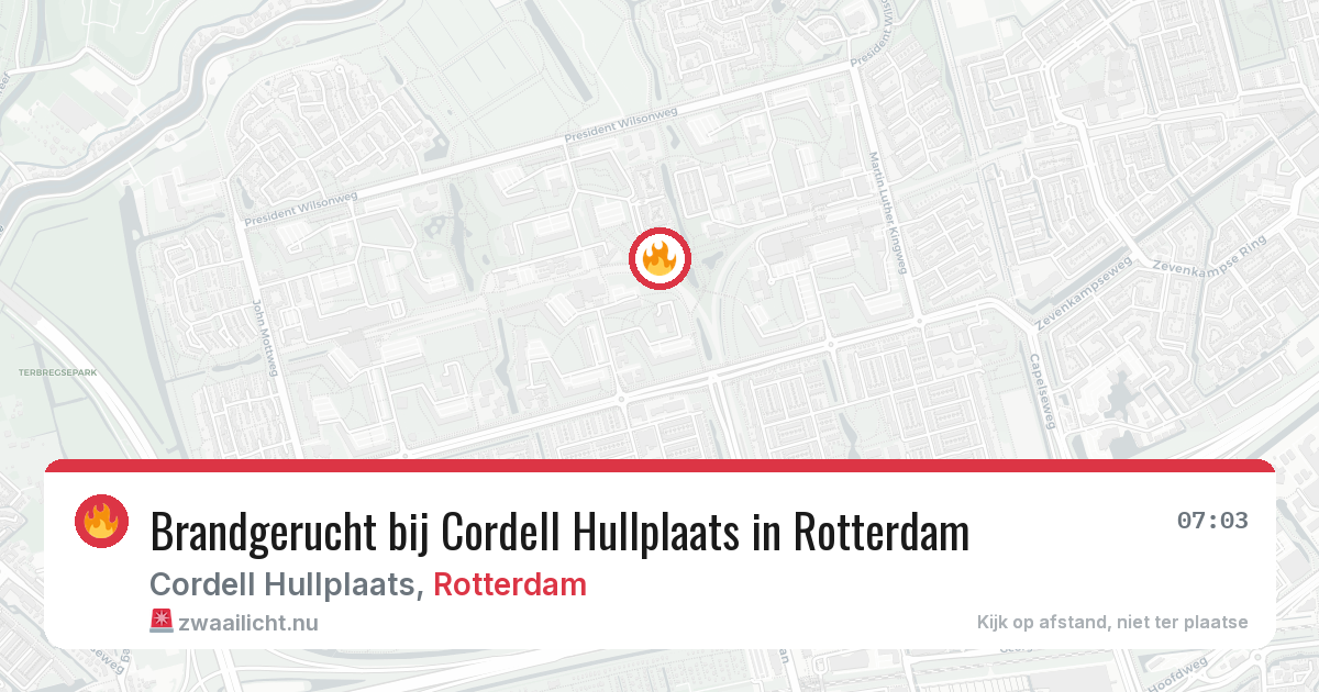Brandgerucht bij Cordell Hullplaats in Rotterdam — 11 jul 2026