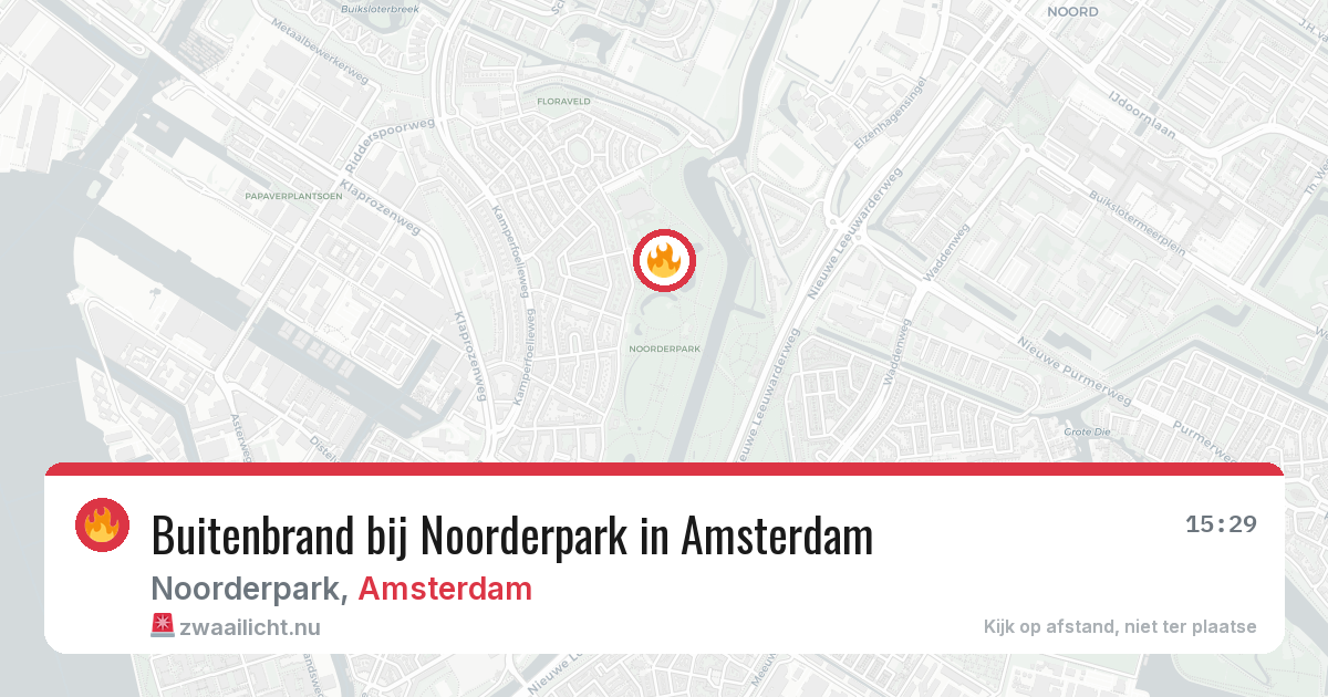 Buitenbrand bij Noorderpark in Amsterdam — 15 mei 2026