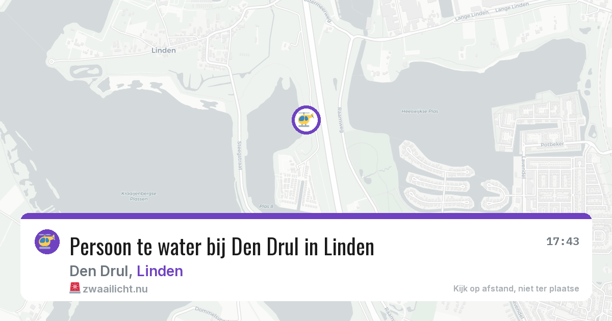 Persoon te water bij Den Drul in Linden — 26 jul 2026