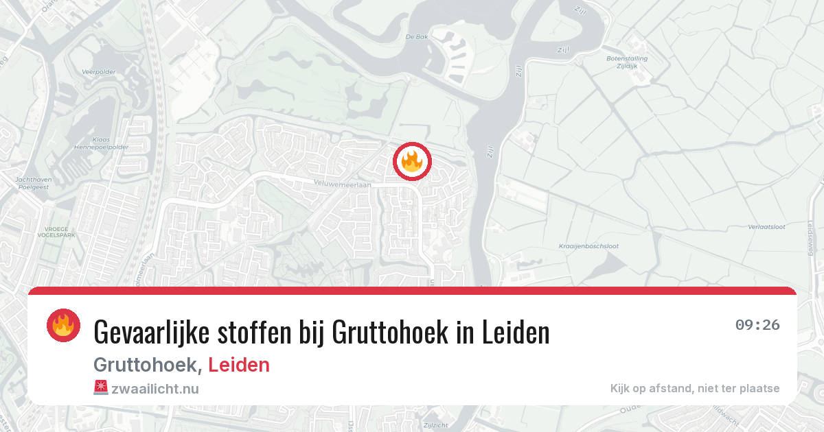 Gevaarlijke stoffen bij Gruttohoek in Leiden — 17 jul 2026