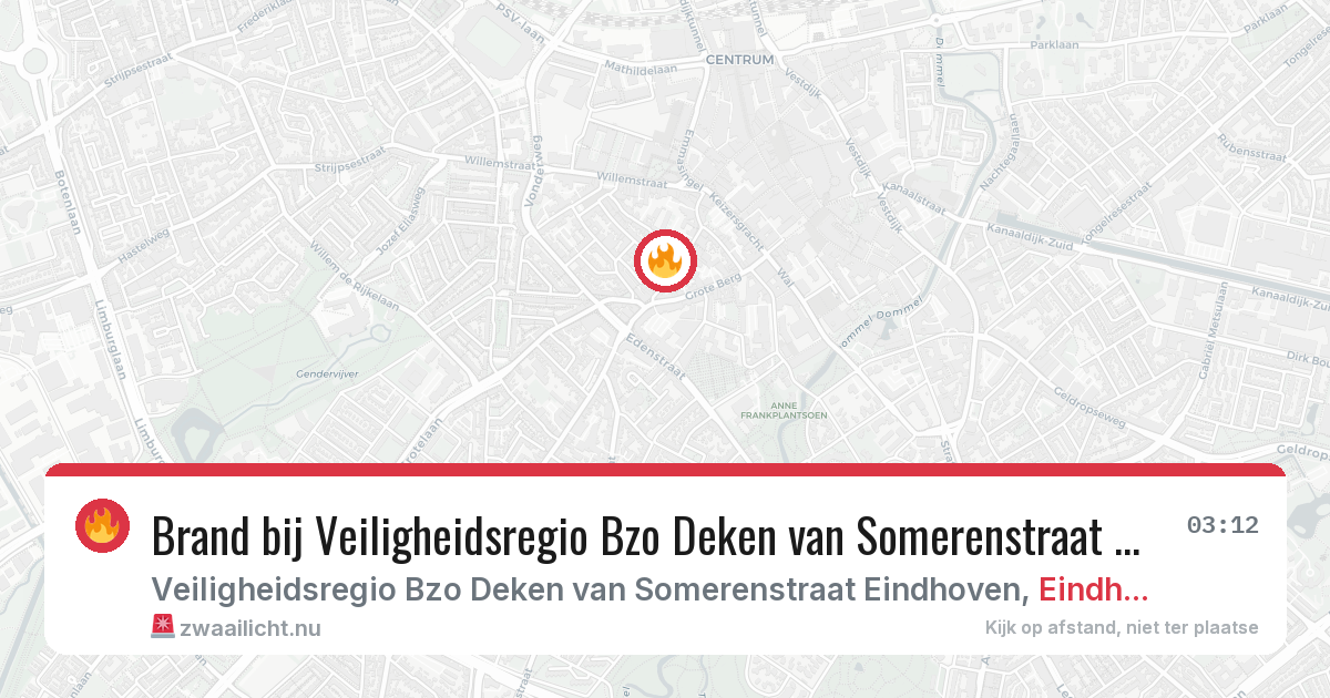 Brand bij Veiligheidsregio Bzo Deken van Somerenstraat Eindhoven in Eindhoven — 14 jul 2026