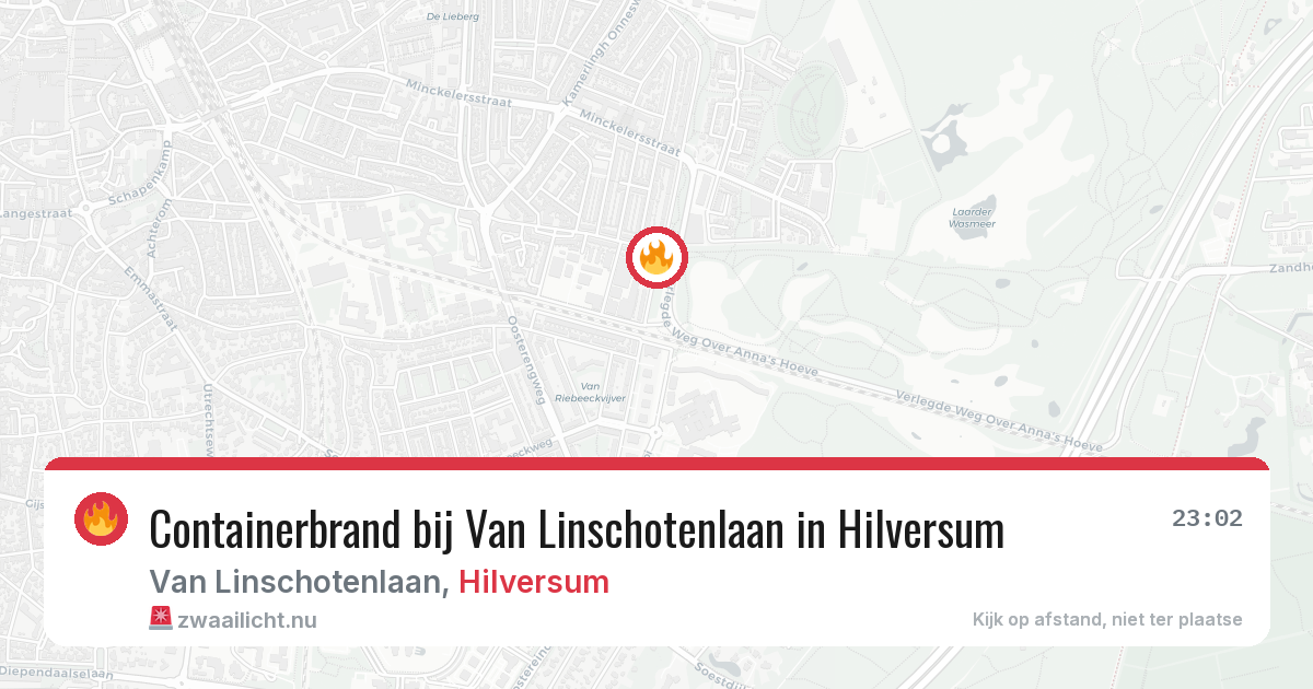 Containerbrand bij Van Linschotenlaan in Hilversum — 12 jul 2026