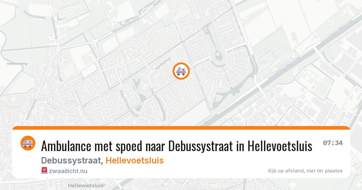 Ambulance met spoed naar Debussystraat in Hellevoetsluis — 16 jul 2026