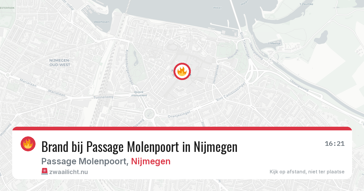Brand bij Passage Molenpoort in Nijmegen — 21 mrt 2026