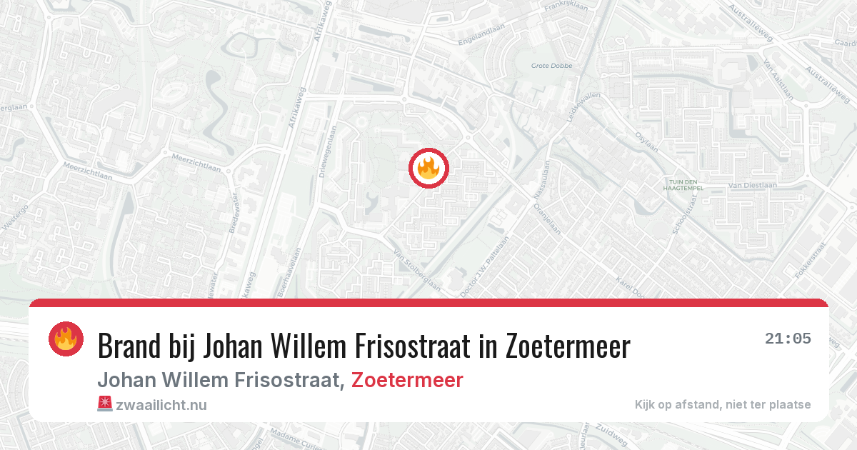 Brand bij Johan Willem Frisostraat in Zoetermeer — 18 jul 2026