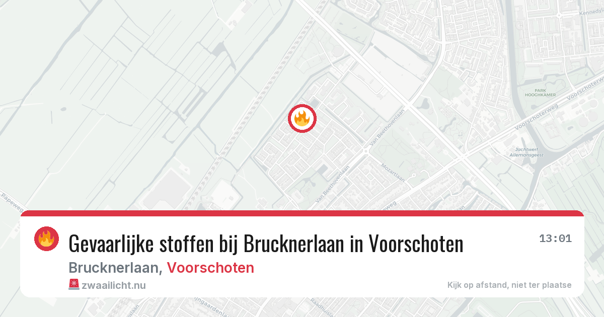 Gevaarlijke stoffen bij Brucknerlaan in Voorschoten — 5 mei 2026