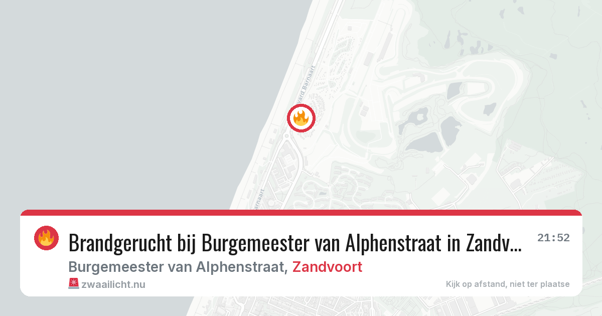Brandgerucht bij Burgemeester van Alphenstraat in Zandvoort — 21 jul 2026