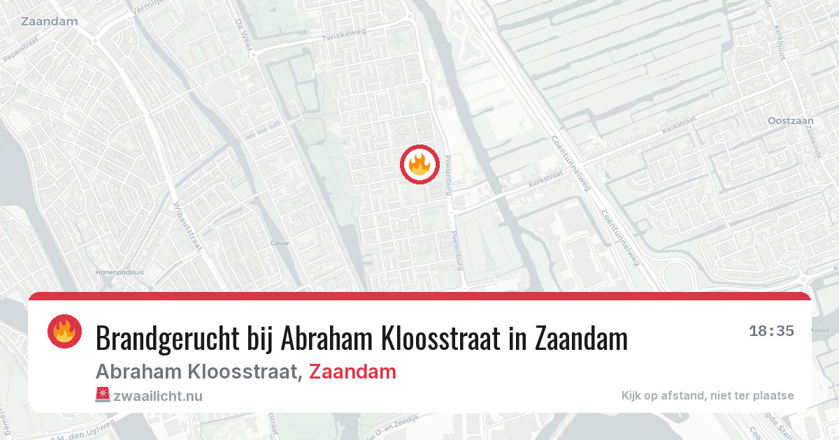 Brandgerucht bij Abraham Kloosstraat in Zaandam — 16 jul 2026