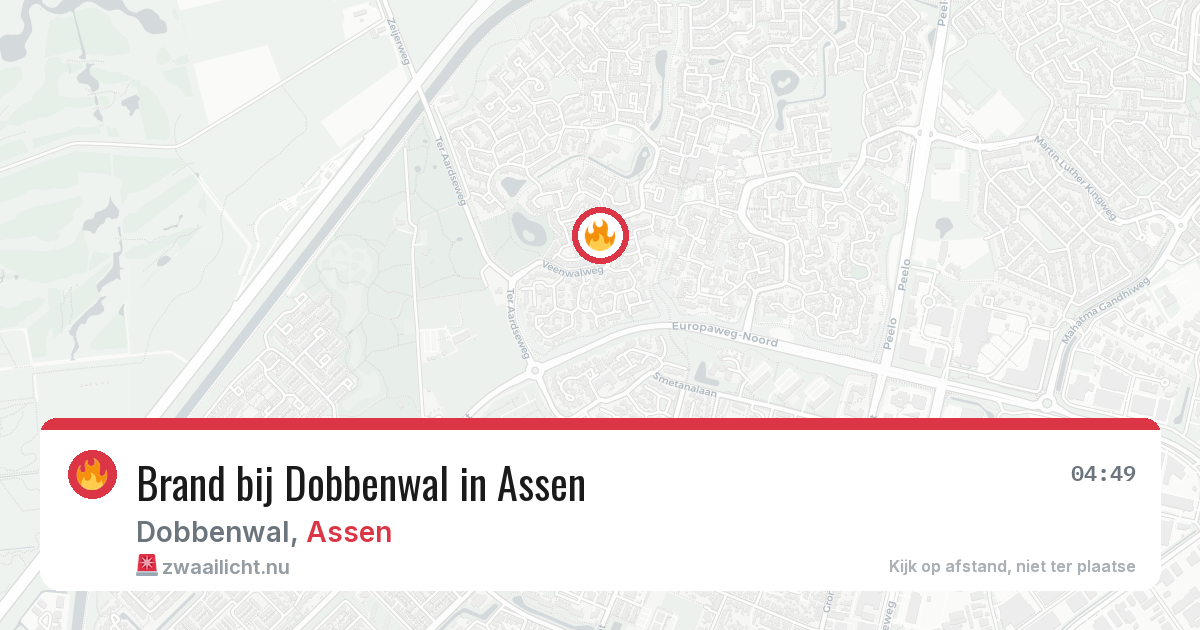 Brand bij Dobbenwal in Assen — 11 jul 2026