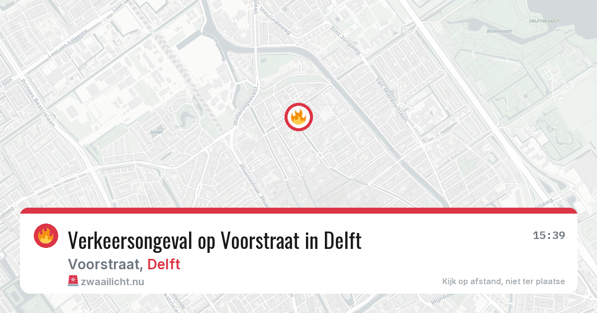 Verkeersongeval op Voorstraat in Delft — 13 jul 2026