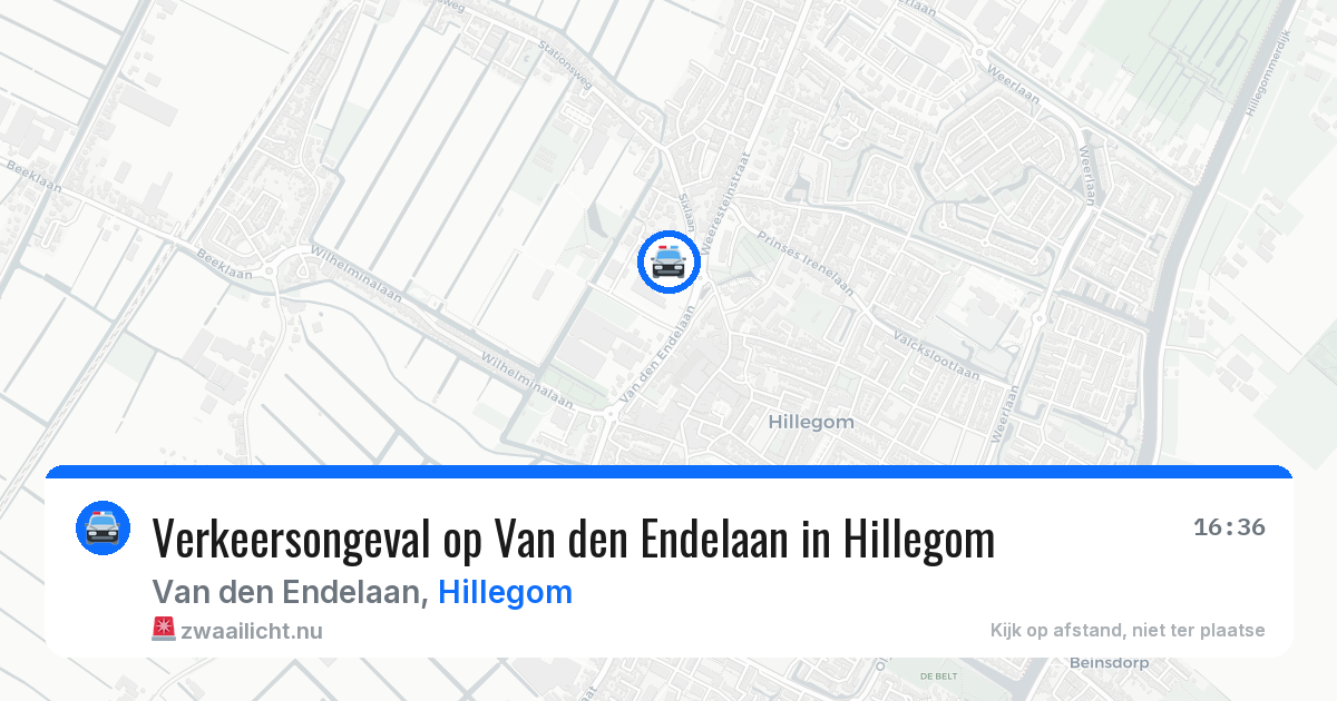Verkeersongeval op Van den Endelaan in Hillegom — 16 jul 2026