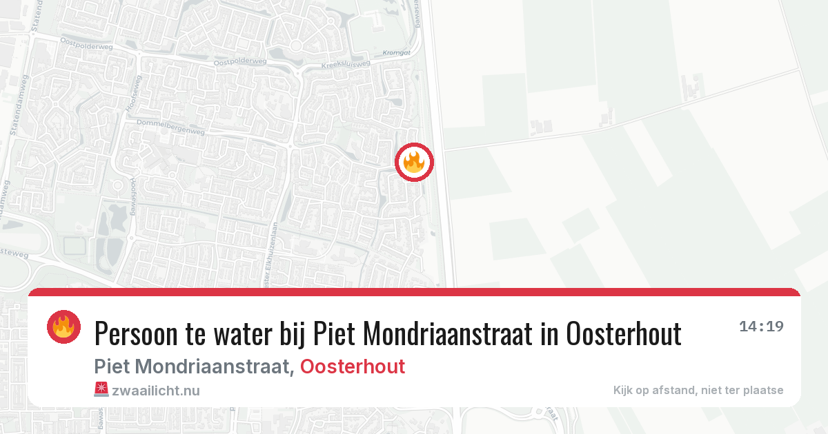 Persoon te water bij Piet Mondriaanstraat in Oosterhout — 18 mei 2026