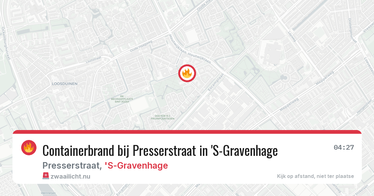 Containerbrand bij Presserstraat in 'S-Gravenhage — 26 mei 2026