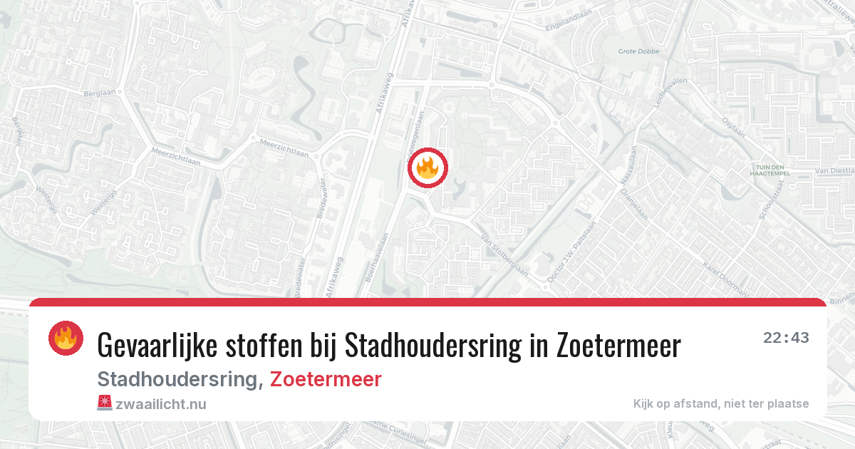 Gevaarlijke stoffen bij Stadhoudersring in Zoetermeer — 18 jul 2026