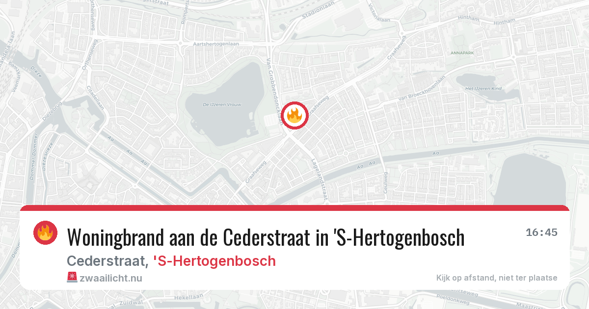 Woningbrand aan de Cederstraat in 'S-Hertogenbosch — 22 mrt 2026