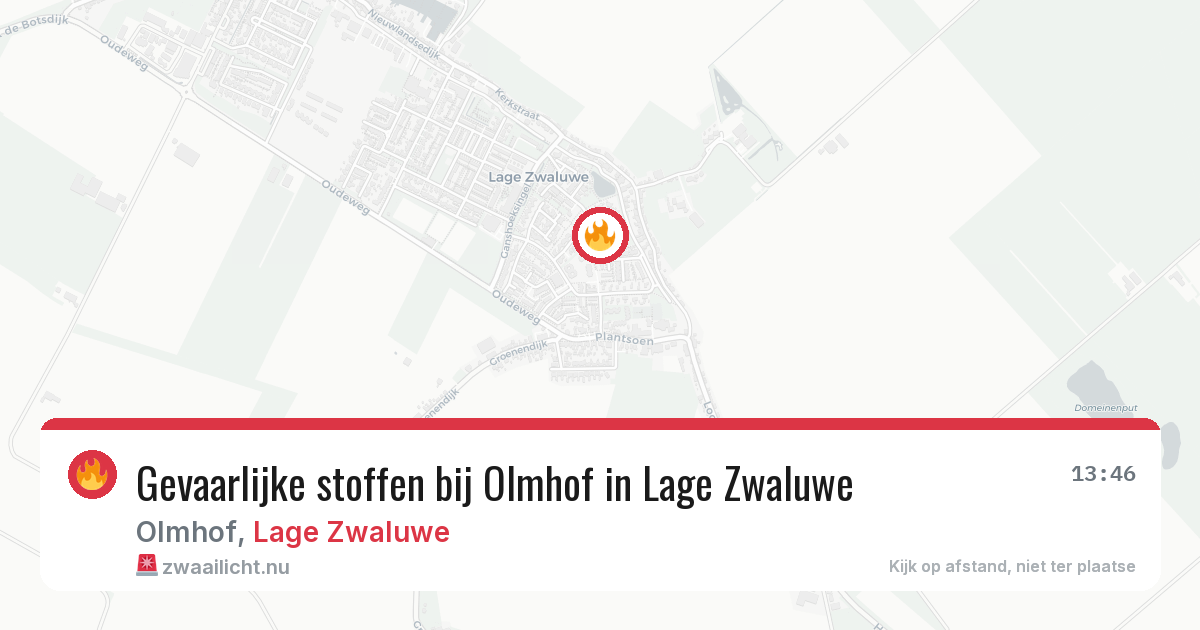 Gevaarlijke stoffen bij Olmhof in Lage Zwaluwe — 14 jul 2026