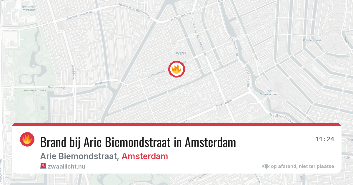 Brand bij Arie Biemondstraat in Amsterdam — 18 mei 2026