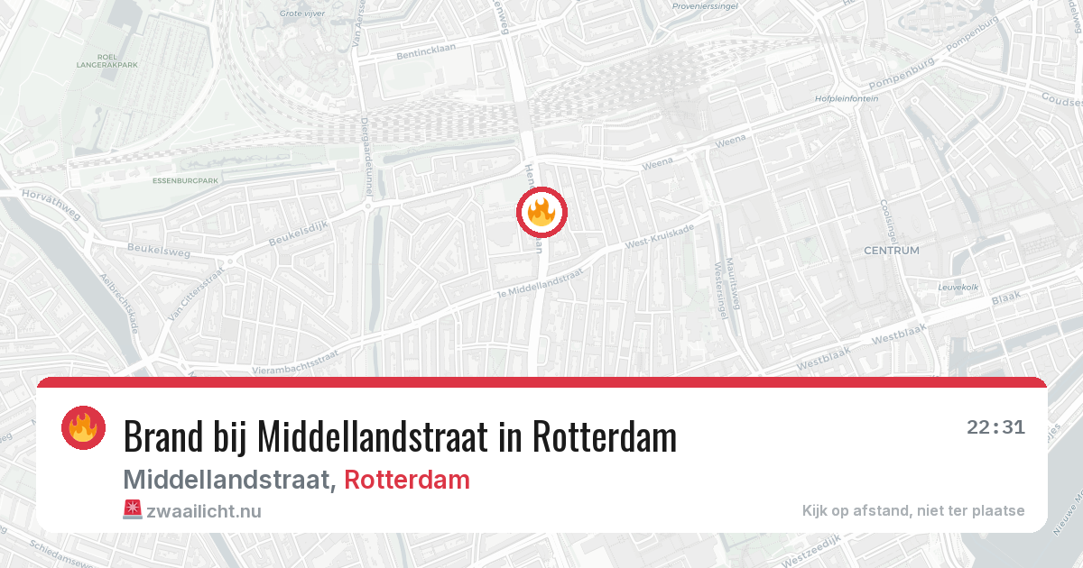 Brand bij Middellandstraat in Rotterdam — 18 mrt 2026
