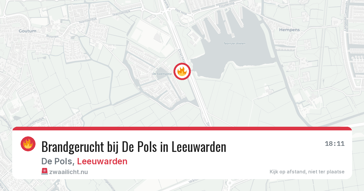 Brandgerucht bij De Pols in Leeuwarden — 26 mei 2026