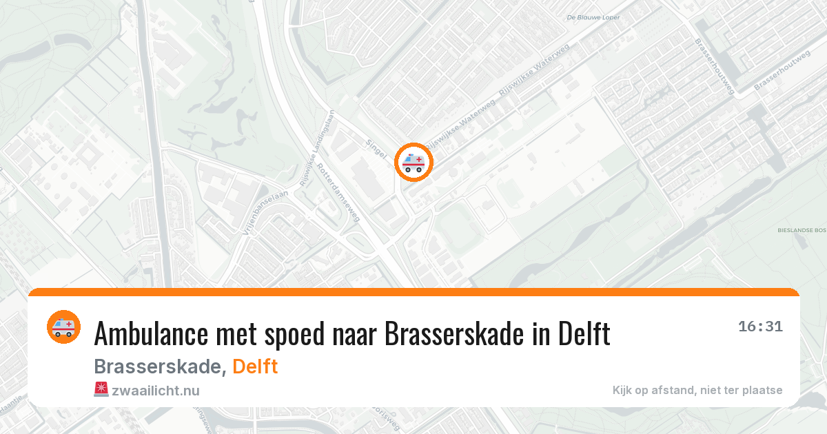 Ambulance met spoed naar Brasserskade in Delft — 14 mrt 2026