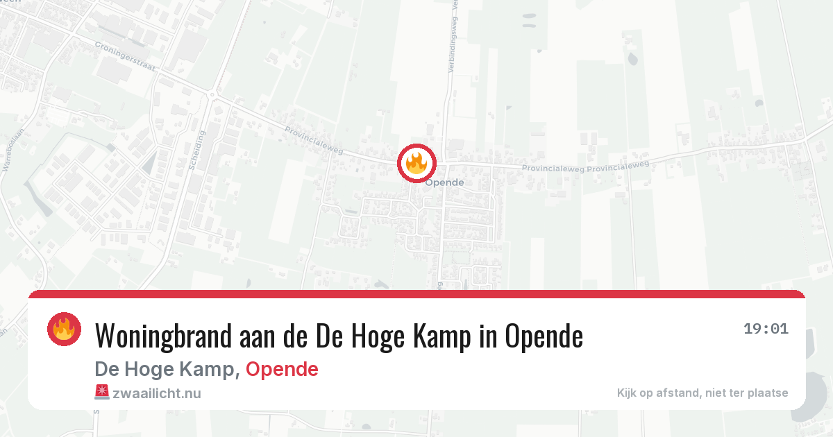 Woningbrand aan de De Hoge Kamp in Opende — 21 jul 2026